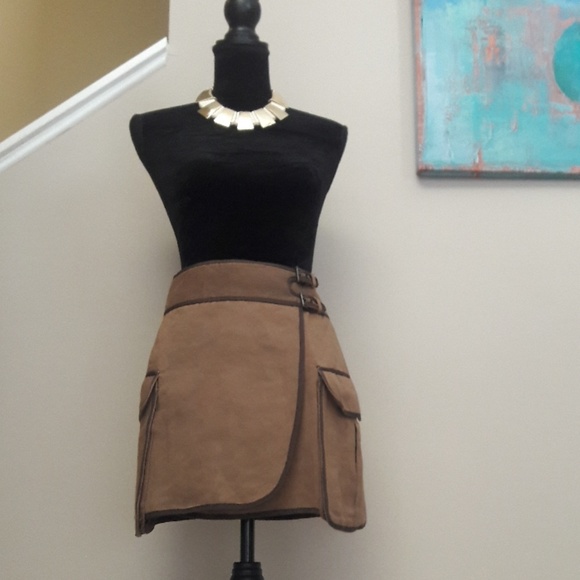 J.Crew/Brown/ Buckled/ Wrap/ Mini Skirt - Picture 6 of 8